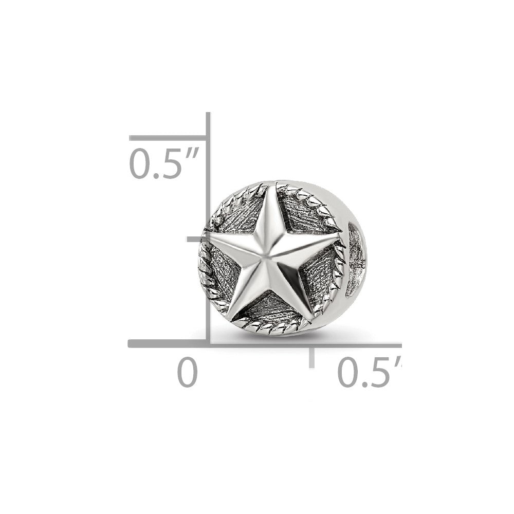Sterling Silver Reflections Antiqued Star Bead