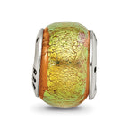 Sterling Silver Reflections Yellow Dichroic Glass Bead