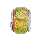 Sterling Silver Reflections Yellow Dichroic Glass Bead