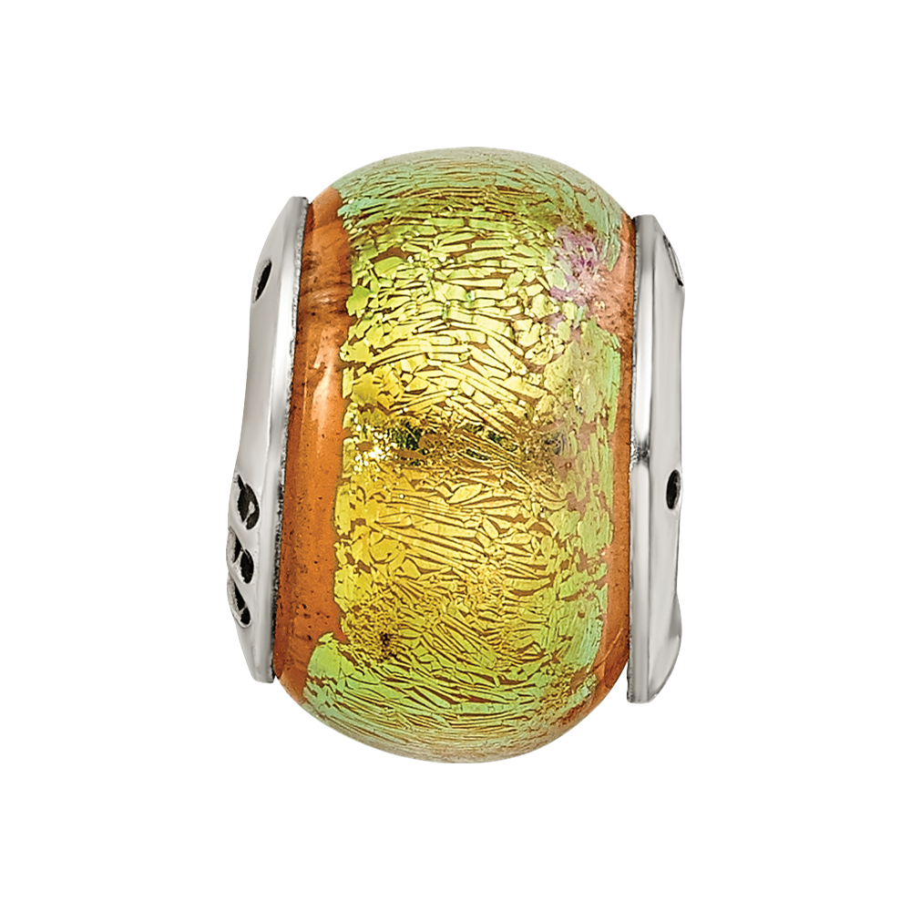 Sterling Silver Reflections Yellow Dichroic Glass Bead