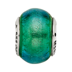 Sterling Silver Reflections Green Dichroic Glass Bead