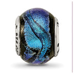 Sterling Silver Reflections Blue Dichroic Glass Bead