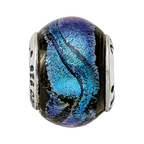 Sterling Silver Reflections Blue Dichroic Glass Bead