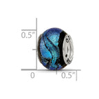 Sterling Silver Reflections Blue Dichroic Glass Bead
