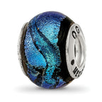 Sterling Silver Reflections Blue Dichroic Glass Bead