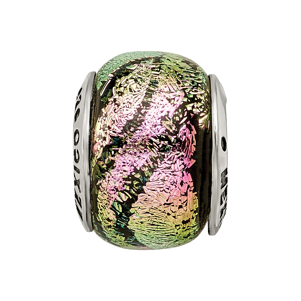 Sterling Silver Reflections Pink Dichroic Glass Bead
