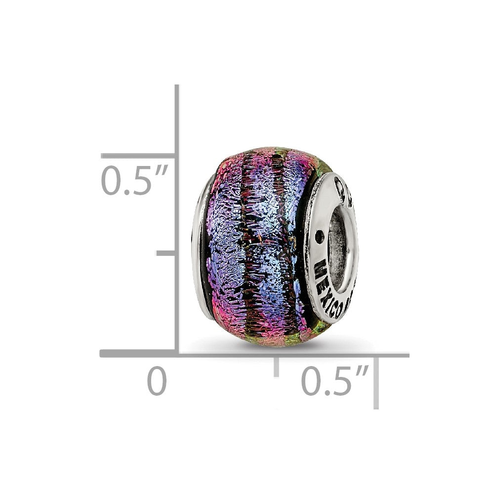 Sterling Silver Reflections Purple Dichroic Glass Bead