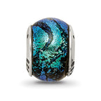 Sterling Silver Reflections Green Dichroic Glass Bead