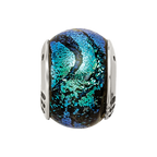 Sterling Silver Reflections Green Dichroic Glass Bead