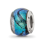 Sterling Silver Reflections Green Dichroic Glass Bead