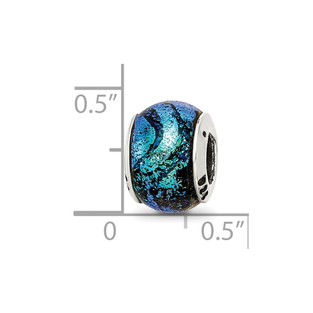 Sterling Silver Reflections Green Dichroic Glass Bead
