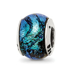 Sterling Silver Reflections Green Dichroic Glass Bead