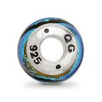 Sterling Silver Reflections Blue Dichroic Glass Bead