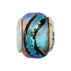 Sterling Silver Reflections Blue Dichroic Glass Bead