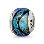 Sterling Silver Reflections Blue Dichroic Glass Bead