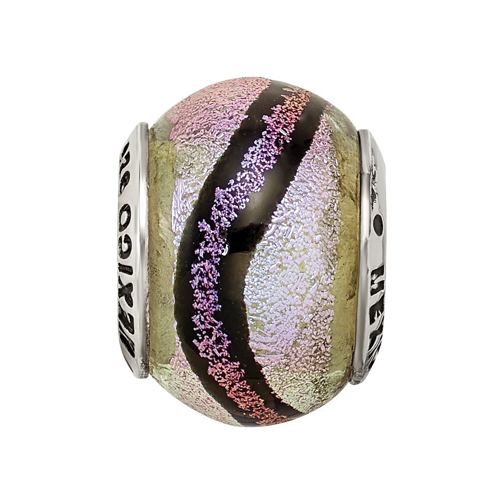 Sterling Silver Reflections Purple Dichroic Glass Bead