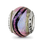 Sterling Silver Reflections Purple Dichroic Glass Bead