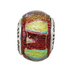 Sterling Silver Reflections Orange Dichroic Glass Bead