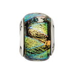 Sterling Silver Reflections Green Dichroic Glass Bead