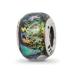 Sterling Silver Reflections Green Dichroic Glass Bead