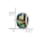Sterling Silver Reflections Green Dichroic Glass Bead