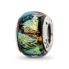Sterling Silver Reflections Green Dichroic Glass Bead