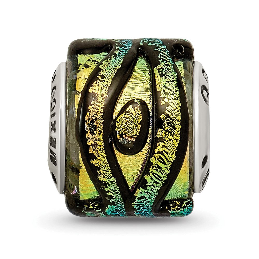 Sterling Silver Reflections Yellow Dichroic Glass Bead