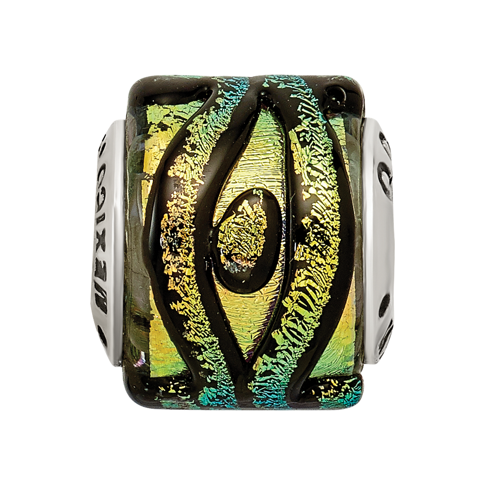 Sterling Silver Reflections Yellow Dichroic Glass Bead