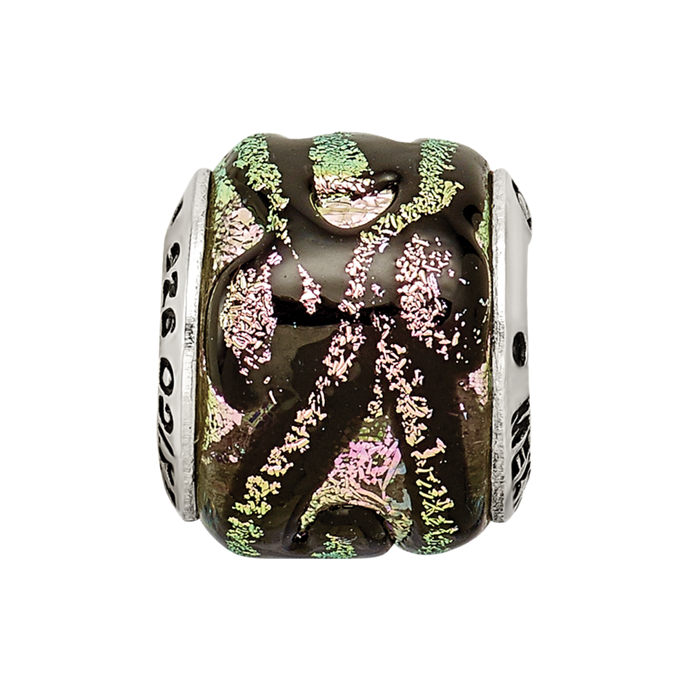 Sterling Silver Reflections Pink Dichroic Glass Bead