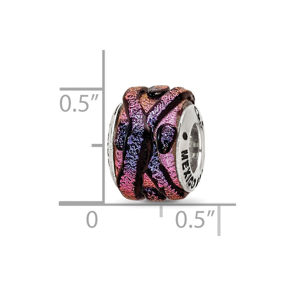 Sterling Silver Reflections Purple Dichroic Glass Bead