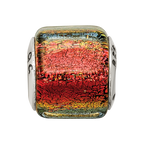 Sterling Silver Reflections Orange Dichroic Glass Bead