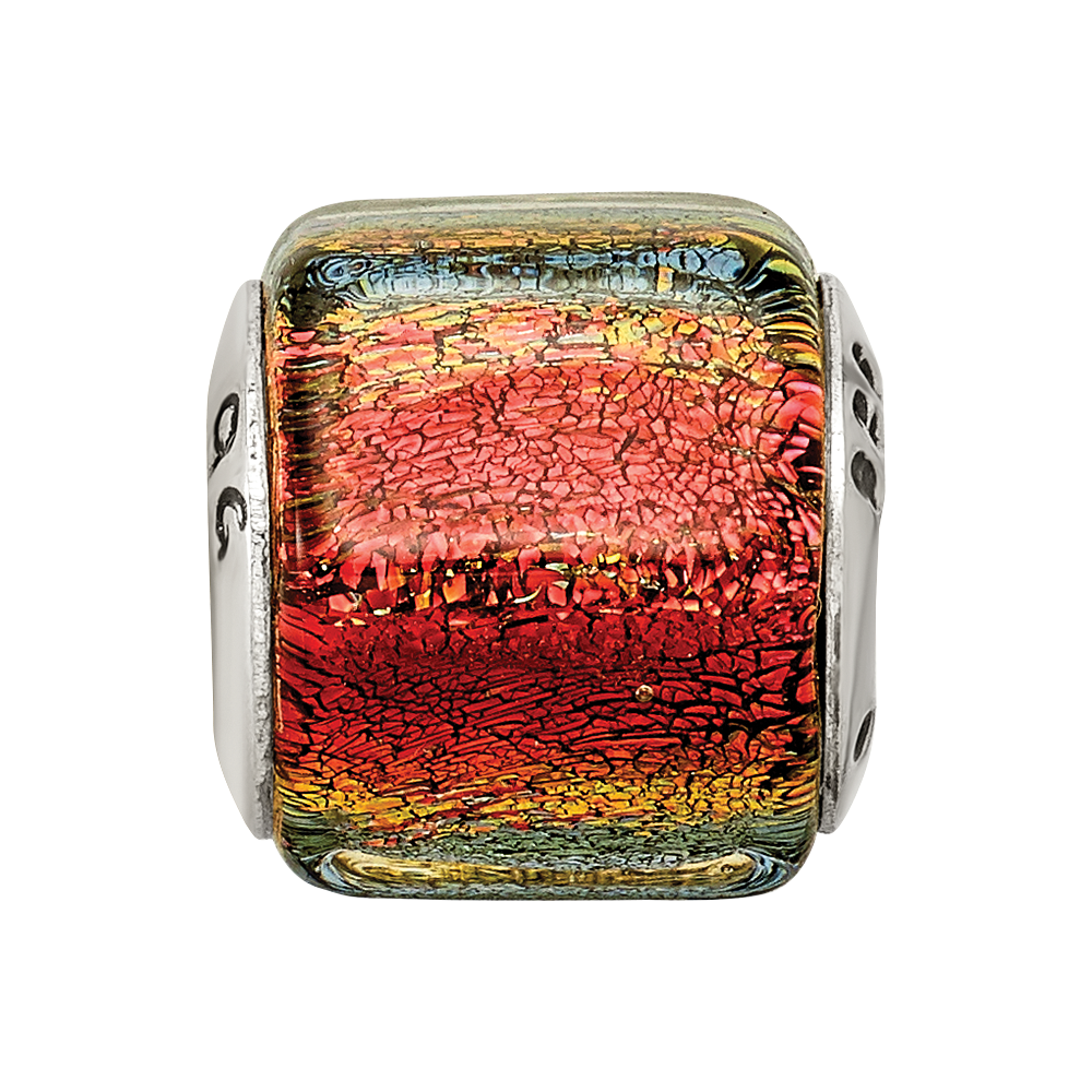 Sterling Silver Reflections Orange Dichroic Glass Bead