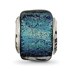 Sterling Silver Reflections Blue Dichroic Glass Bead