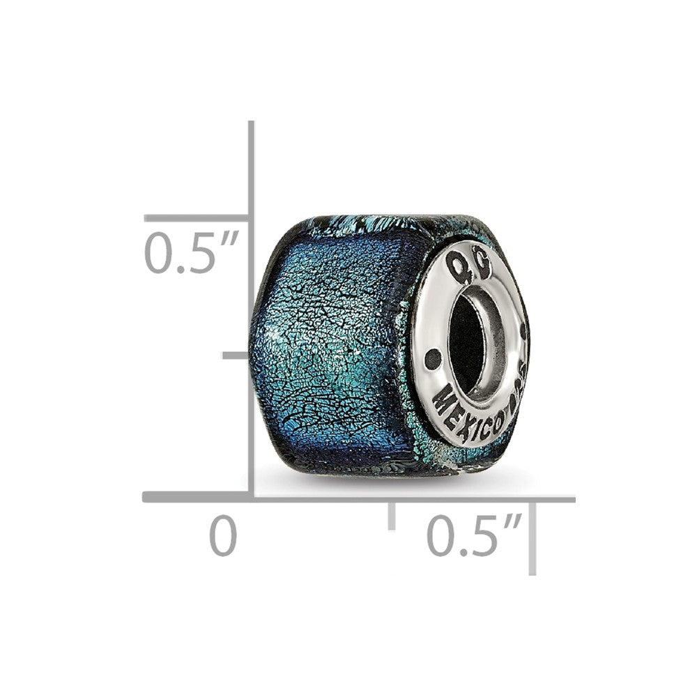 Sterling Silver Reflections Blue Dichroic Glass Bead