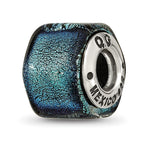 Sterling Silver Reflections Blue Dichroic Glass Bead