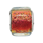 Sterling Silver Reflections Orange Dichroic Glass Square Bead