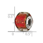 Sterling Silver Reflections Orange Dichroic Glass Square Bead