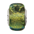 Sterling Silver Reflections Yellow Dichroic Glass Square Bead