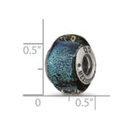 Sterling Silver Reflections Blue Dichroic Glass Square Bead