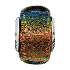 Sterling Silver Reflections Rainbow Dichroic Glass Square Bead