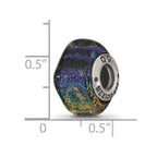 Sterling Silver Reflections Rainbow Dichroic Glass Square Bead