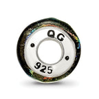 Sterling Silver Reflections Rainbow Dichroic Glass Barrel Bead