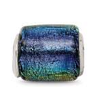 Sterling Silver Reflections Rainbow Dichroic Glass Barrel Bead