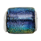 Sterling Silver Reflections Rainbow Dichroic Glass Barrel Bead