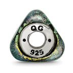 Sterling Silver Reflections Yellow Dichroic Glass Triangle Bead