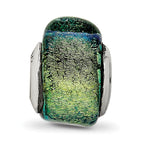 Sterling Silver Reflections Yellow Dichroic Glass Triangle Bead