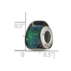 Sterling Silver Reflections Green Dichroic Glass Triangle Bead