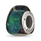 Sterling Silver Reflections Green Dichroic Glass Triangle Bead