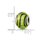 Sterling Silver Reflections Green/Black Italian Murano Bead