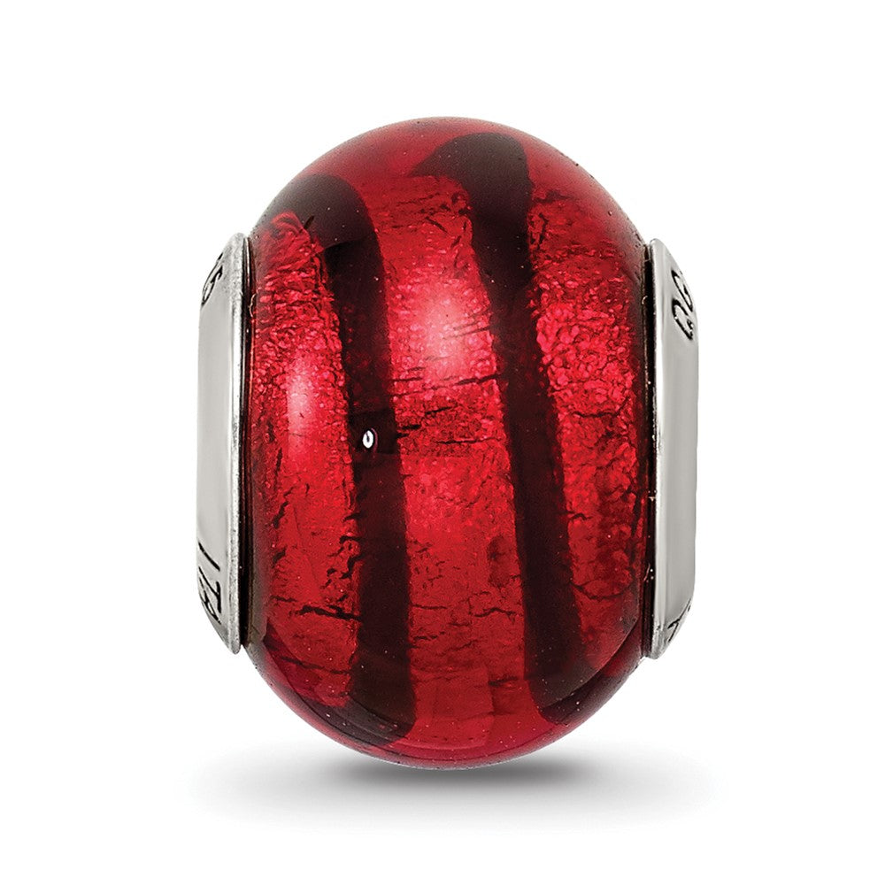 Sterling Silver Reflections Red/Black Italian Murano Bead